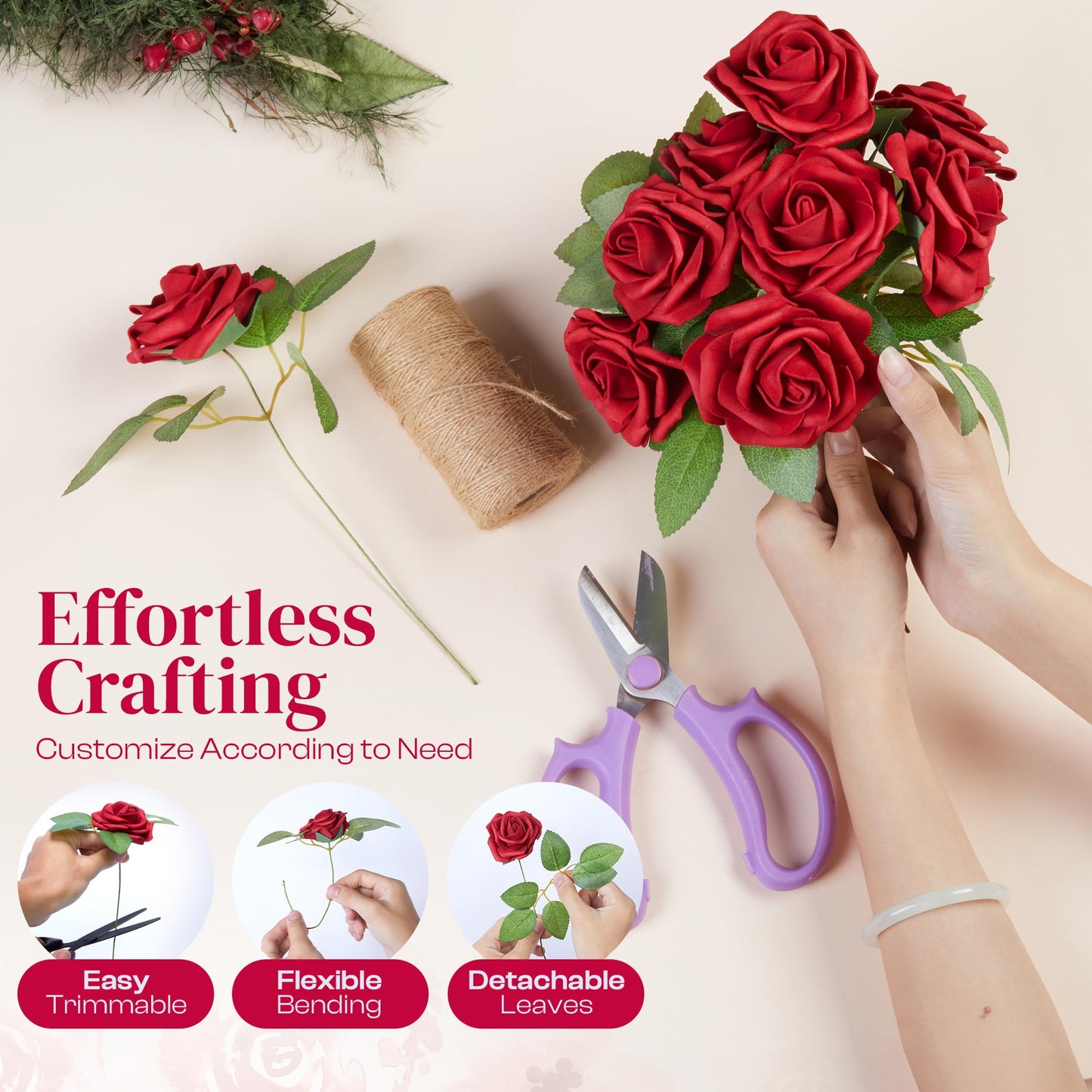 Artificial Foam Roses 25 pcs (Petalscentusia)