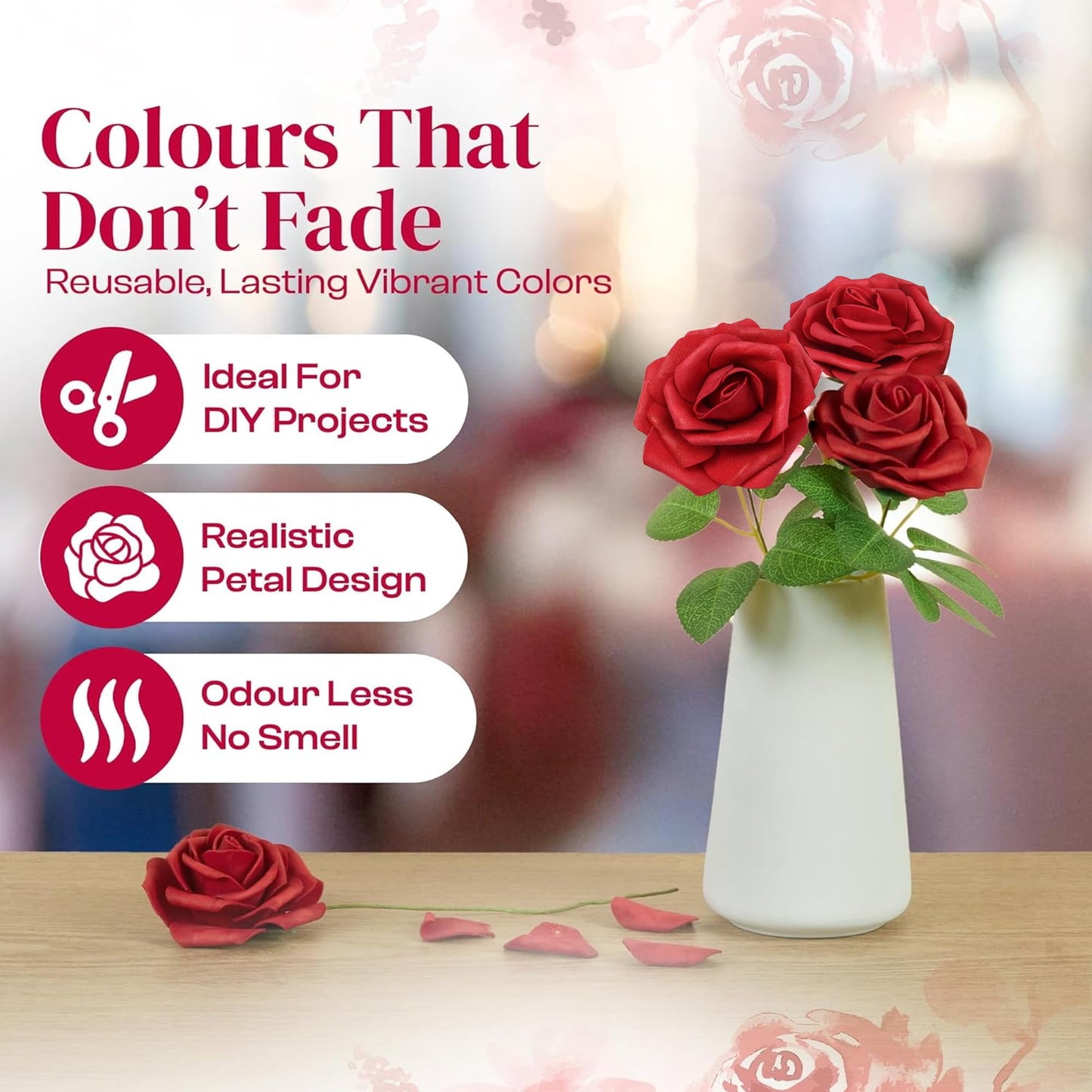 Artificial Foam Roses 25 pcs (Petalscentusia)
