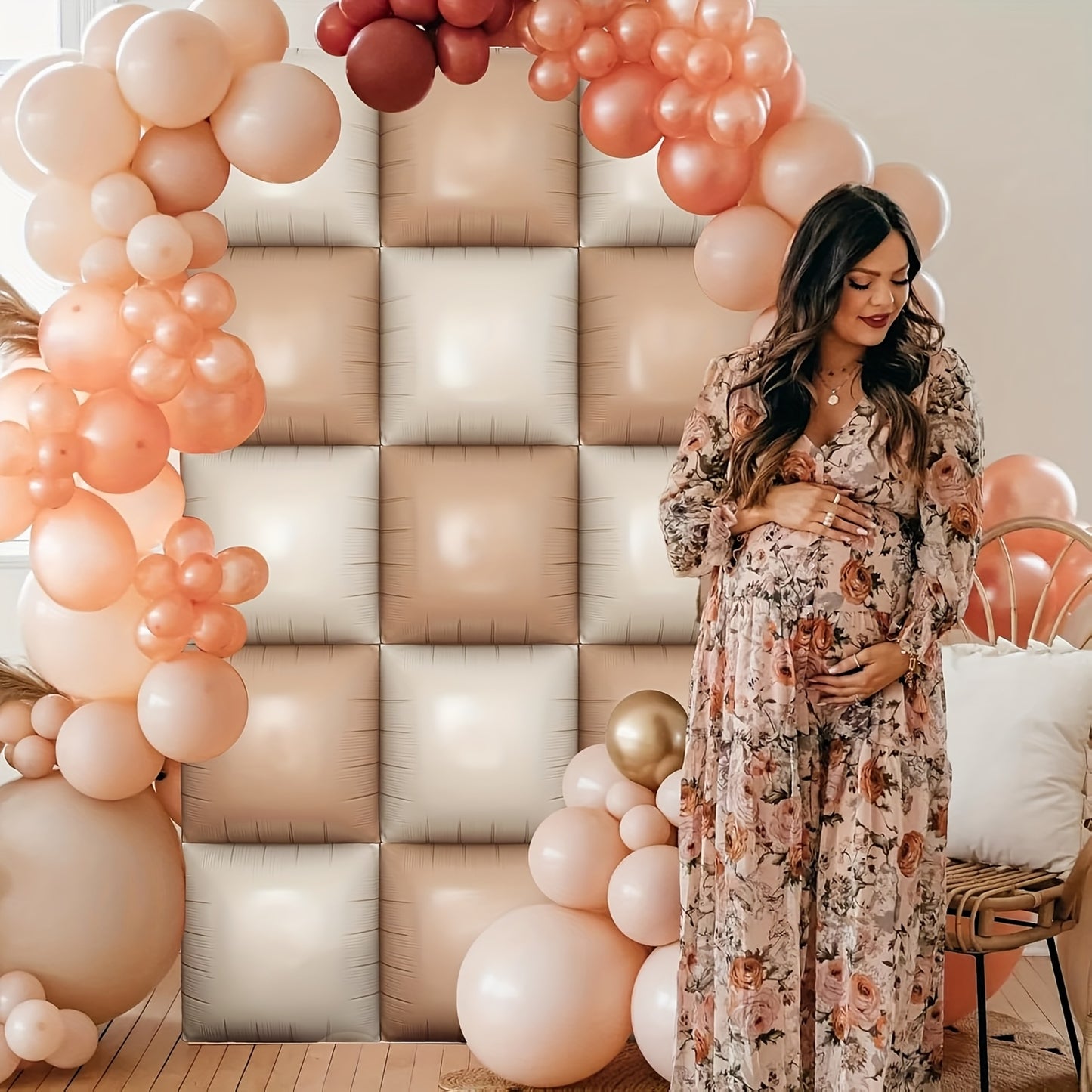 Coffee beige & nude foil balloon wall 25pcs
