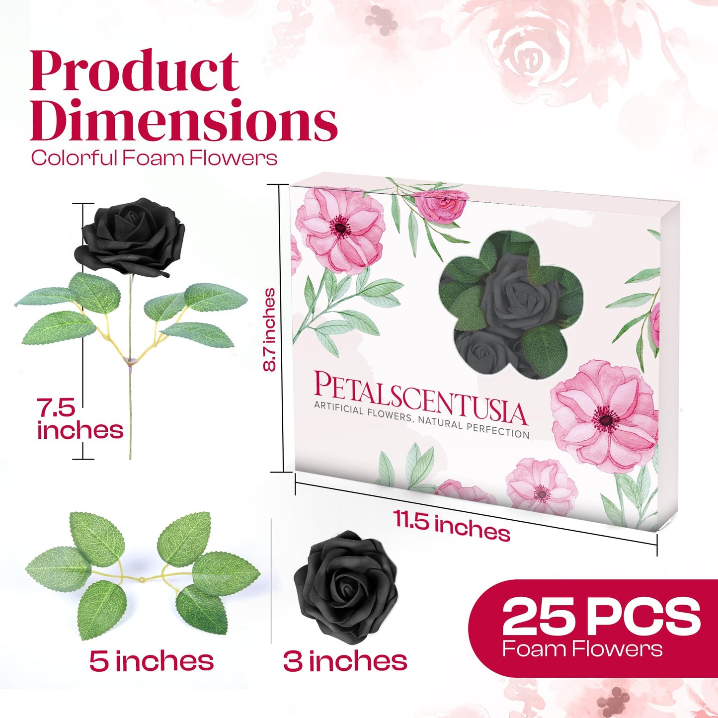 Artificial Foam Roses 25 pcs (Petalscentusia)