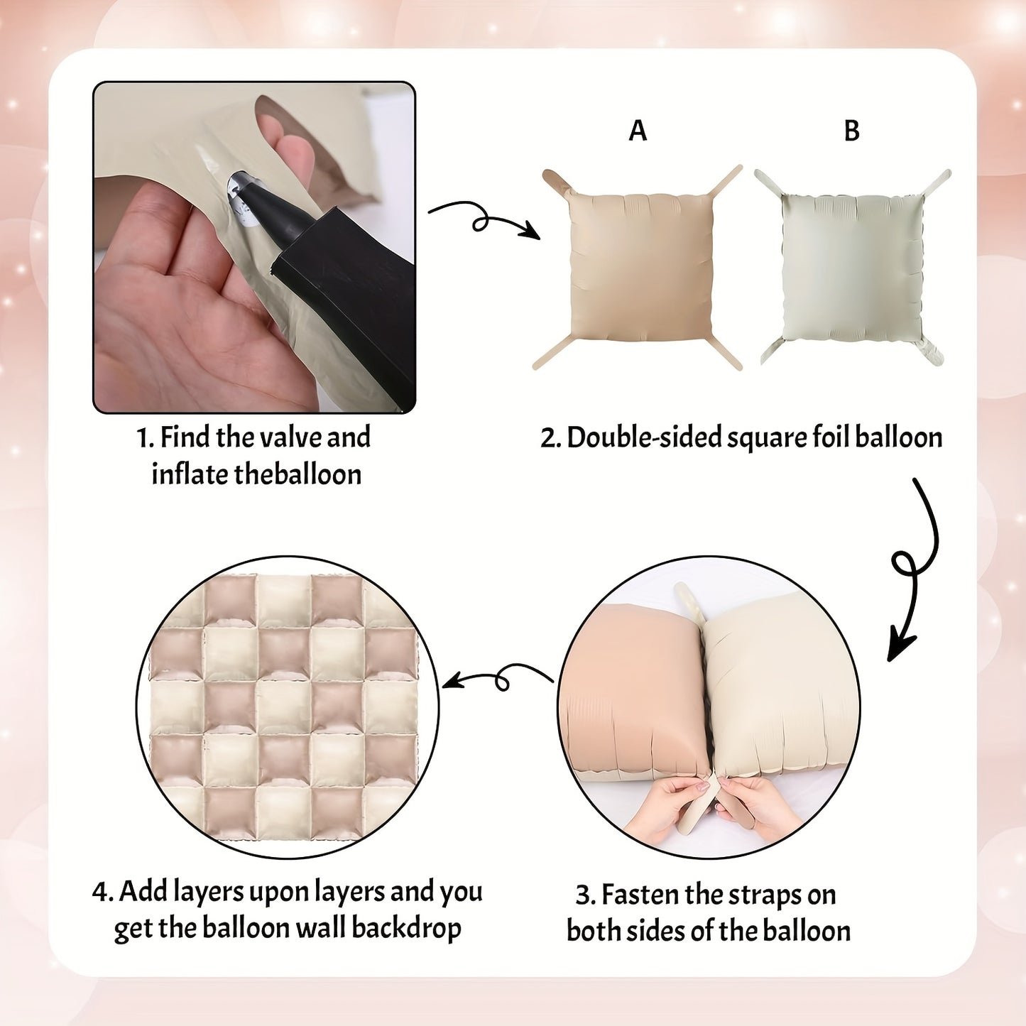Coffee beige & nude foil balloon wall 25pcs