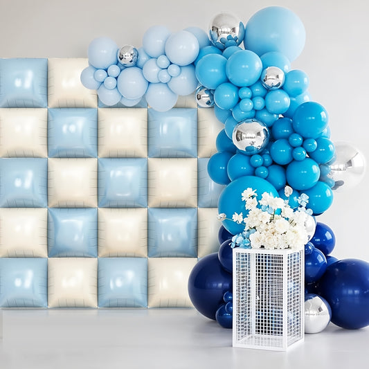 Baby blue & white foil balloon wall 25pcs