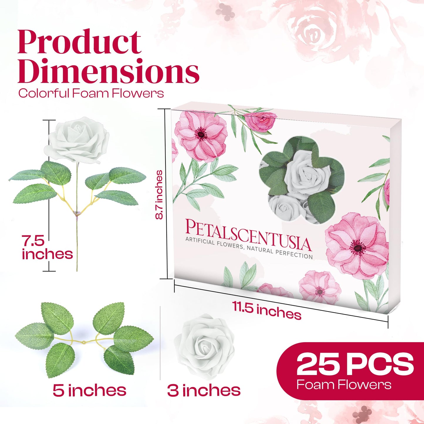 Artificial Foam Roses 25 pcs (Petalscentusia)