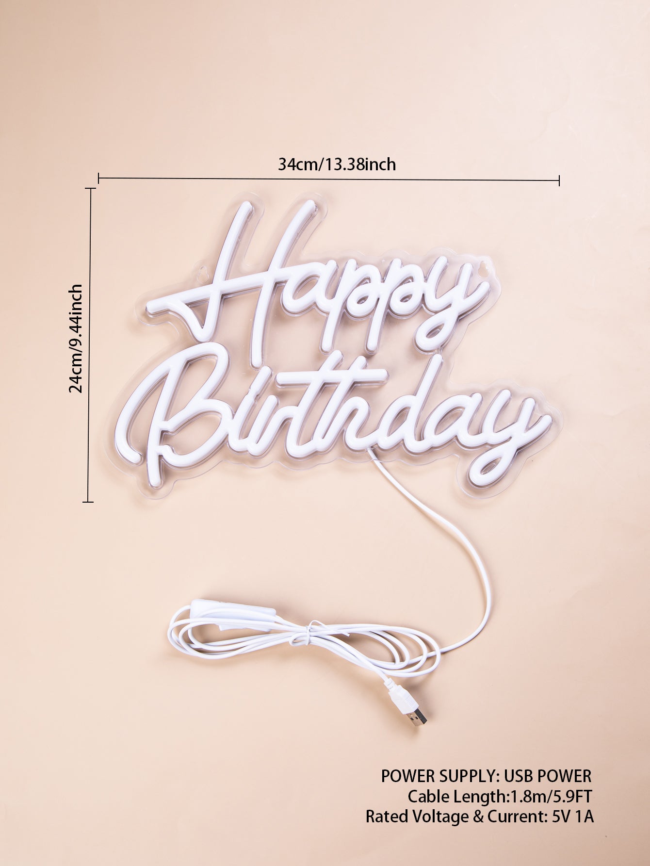 'Happy Birthday' LED neon sign