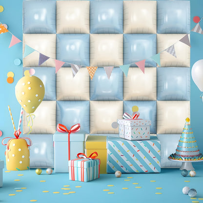 Baby blue & white foil balloon wall 25pcs
