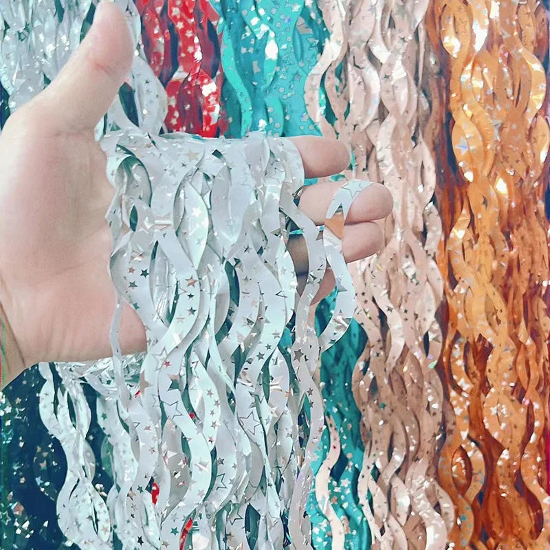 Metallic Foil Fringe Curtains