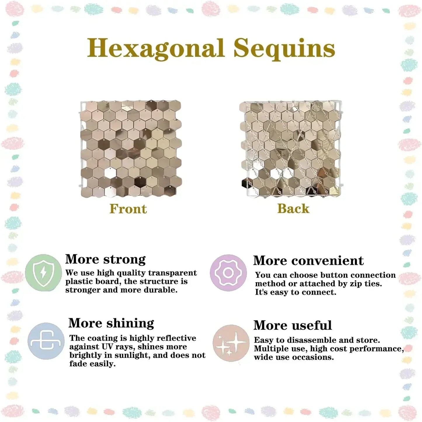 Hexagonal Sequin Panel (Shimmer Wall) 12/16/18pcs