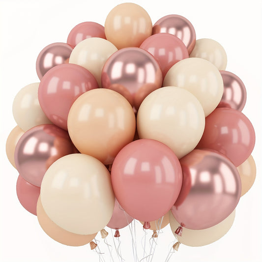 Vintage Blush Pink, Nude, Beige and Metallic Rose Gold Balloons - 40pcs