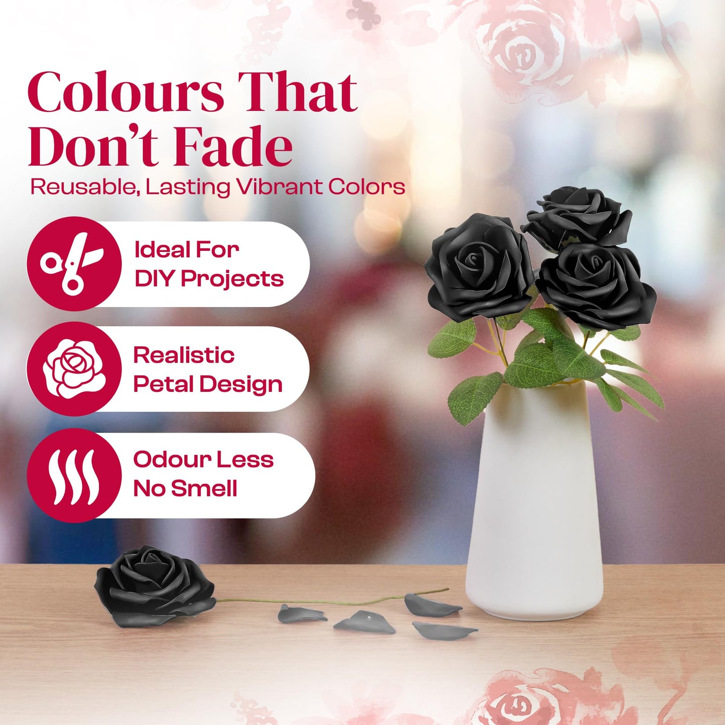Artificial Foam Roses 25 pcs (Petalscentusia)