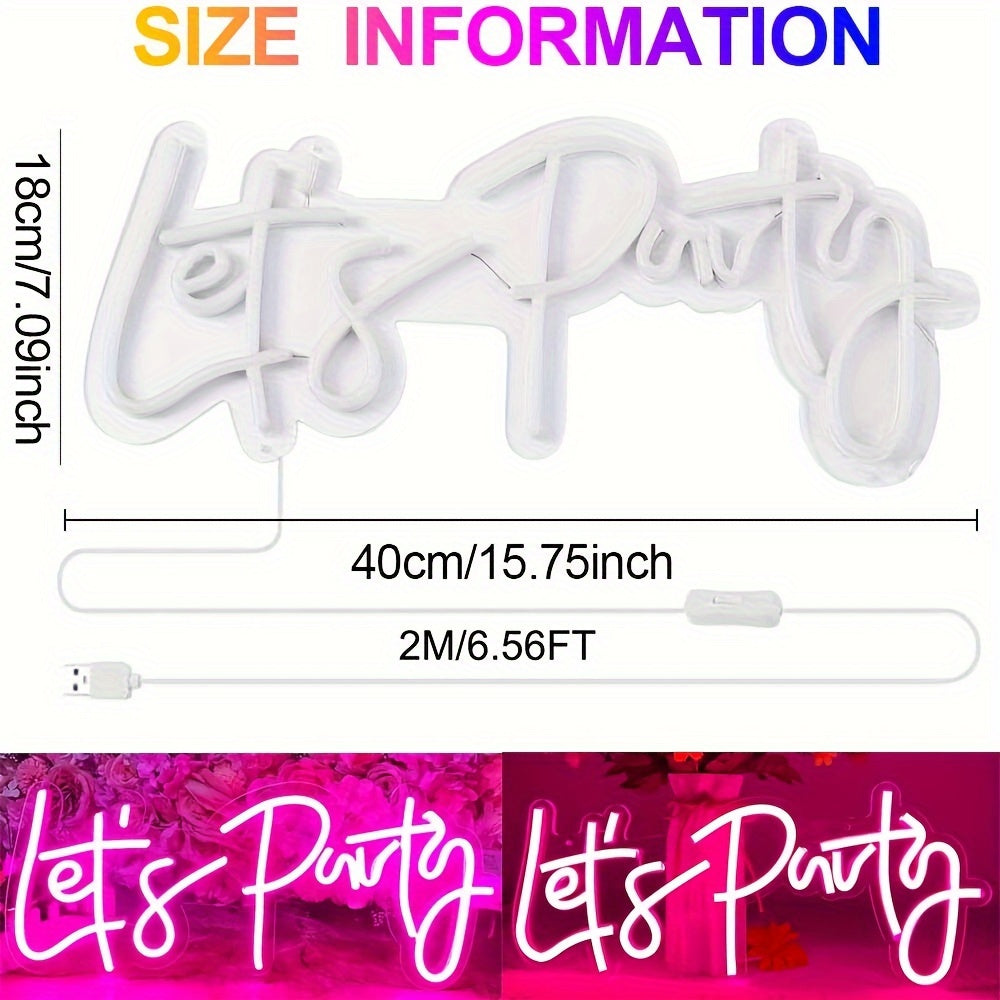 'Let's Party' LED neon sign