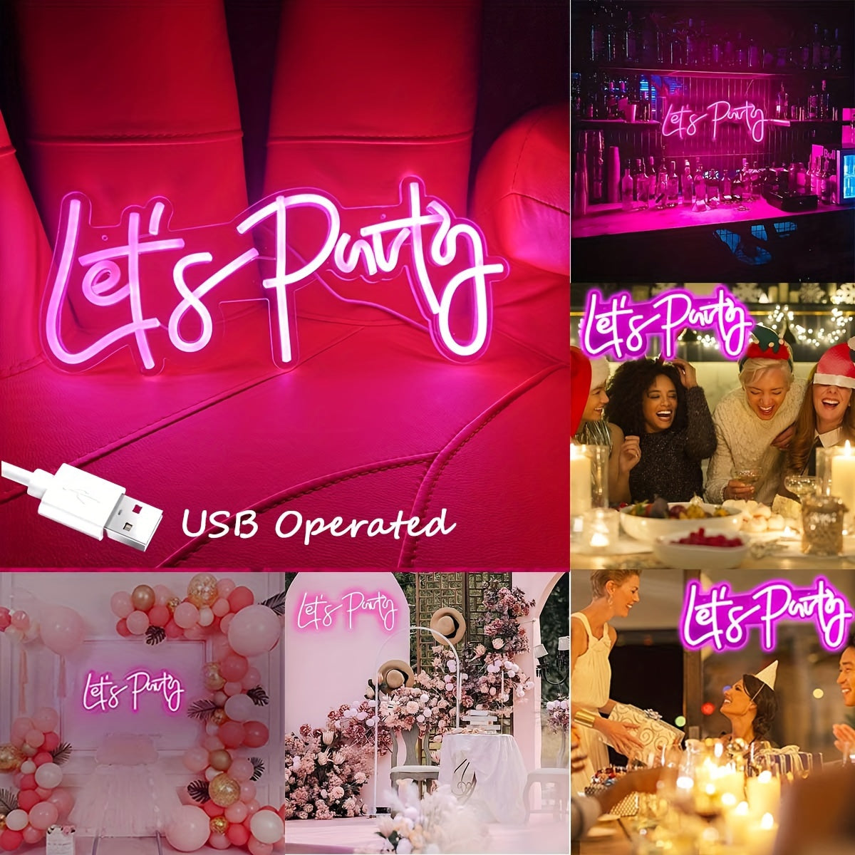 'Let's Party' LED neon sign