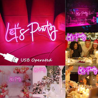 'Let's Party' LED neon sign